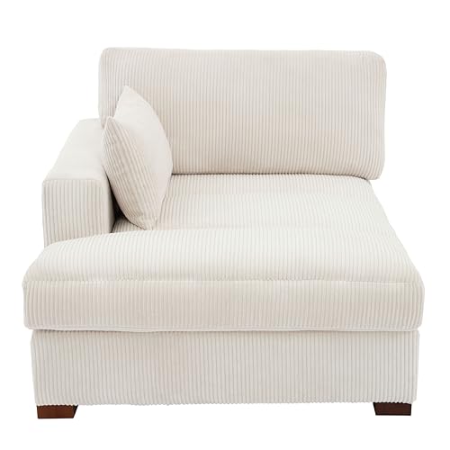UIXE Oversized Corduroy Chaise Lounge Chair with Right Armrest & Cushion