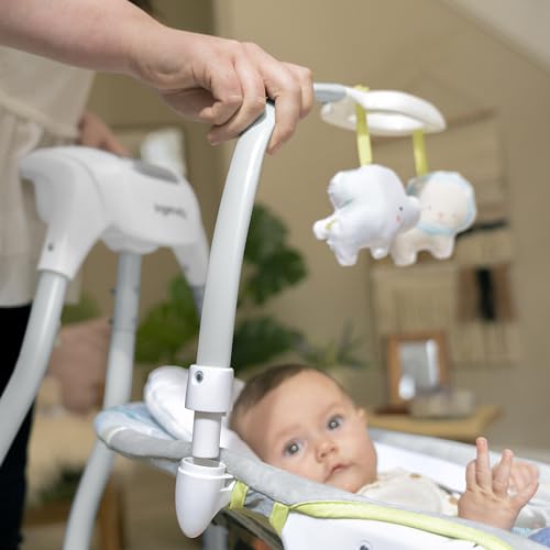 Ingenuity SimpleComfort Lightweight Compact 6-Speed Multi-Direction Baby Swing, Vibrations & Nature Sounds, 0-9 Months 6-20 lbs (Pink Cassidy)