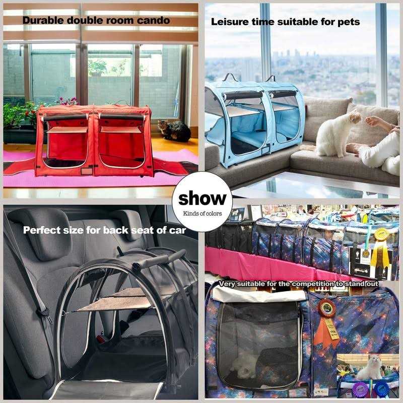 Mispace Portable Twin Compartment Show House Cat Cage/Condo Easy to Fold &amp; Carry Kennel - Pet Supplies online store