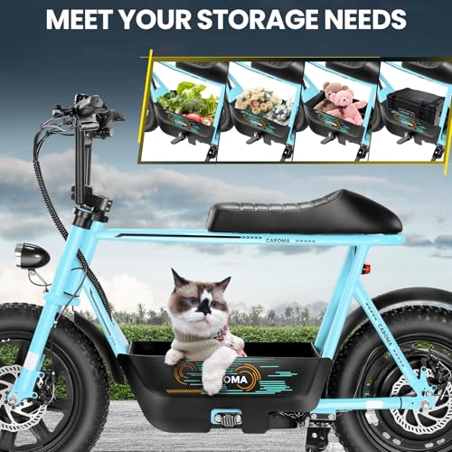 Caroma Peak 500W/800W/1200W Electric Scooter with Seat, 16 * 3" Fat Tire Ebike for All-Terrain, Max 15/25/30 Miles Ranges&20MPH