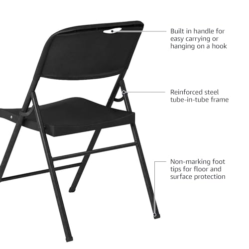 Amazon Basics Sturdy Foldable Plastic Chair, Portable, 350-Pound Capacity, White, 6-Pack