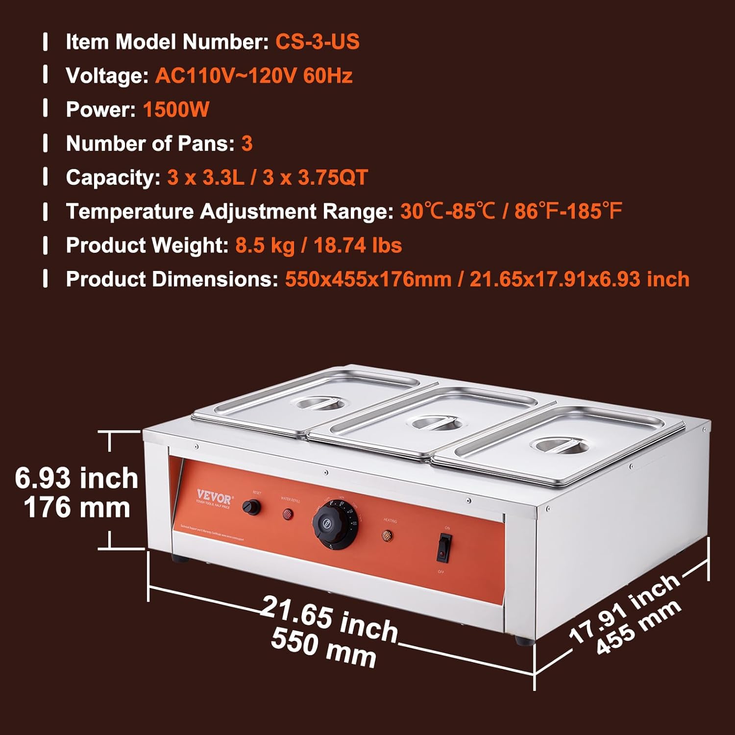 Chocolate Tempering Machine, 26.5 Lbs 3 Tanks Chocolate Melting Pot TEMP Control 86~185℉