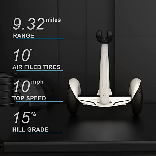 Hiboy J5 Self-Balancing Electric Scooter with Steering Bar, Smart Self-Balancing Hoverboards with APP Control, White and Black