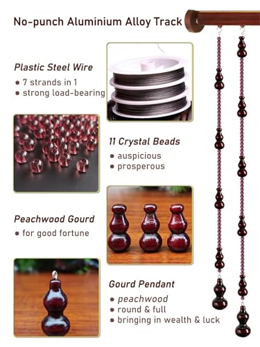 Custom Door Hanging Beads Curtain Privacy, Wood Beaded Curtains for Bedroom Windows Hallway Decor
