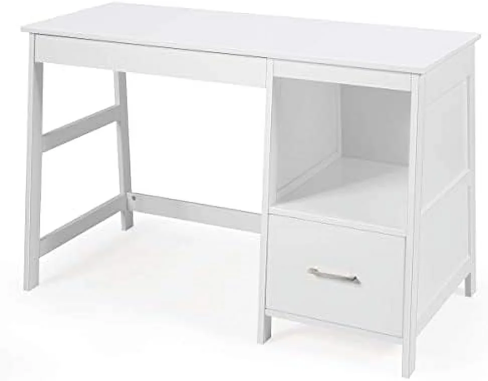 HOOMHIBIU White Desk with Drawers  Small Computer Desk Study Writing Desk   Office Desk Student Desk with  Space  Makeup Vanity Desk for Bedroom