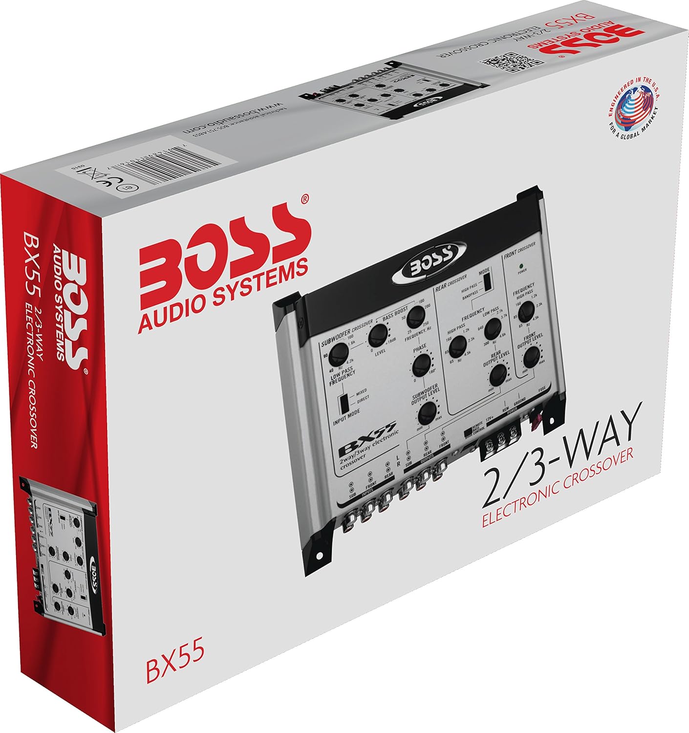 BOSS Audio Systems BX55 2 3 Way Pre-Amp Car Electronic Crossover with Remote Subwoofer Control