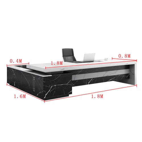 94-Inch Executive Desk with Charging Station File Drawer, L-Shaped Desk with Storage Shelve