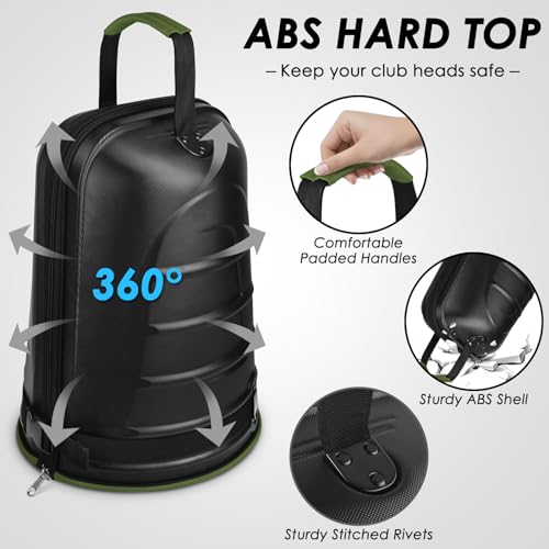 BROTOU Golf Travel Bags for Airlines with Tank Wheels and ABS Hard Shell Top Golf Club Travel Case Waterproof Oxford Fabric Protect Golf Clubs Large
