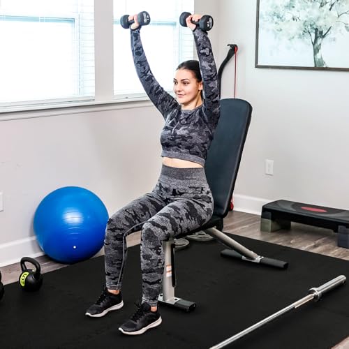 SUPERJARE 0.56'' Thick 24 Pcs 96 Sq Ft Rubber Top Exercise Equipment Mats, High Density EVA Foam Mats with Rubber Top