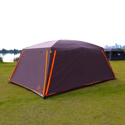 KTT Extra Large Tent 10-12-14 Person(B),Family Cabin Tents,2 Rooms,3 Doors and 3 Windows with Mesh,Straight Wall,Waterproof,Double Layer