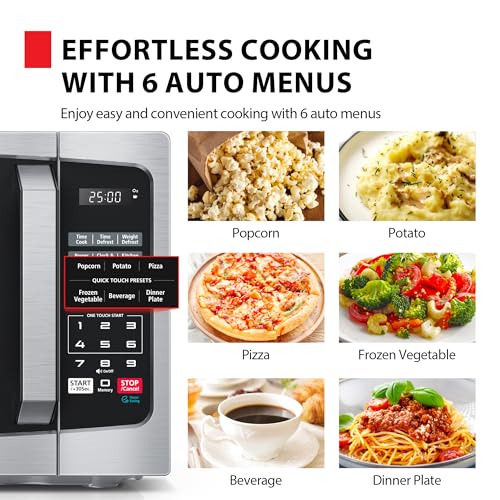 Toshiba ML-EM62P(SS) Large Countertop Microwave with Smart Sensor, 6 Menus, Auto Defrost, ECO Mode, Mute Option & 16.5" Position Memory Turntable