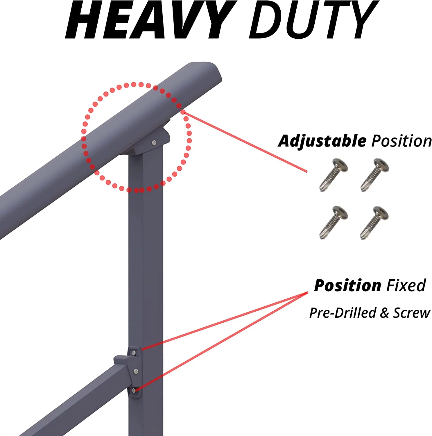 CHR 4 Steps Outdoor Handrails for Outdoor Steps, Black Wrought Iron Hand Rail Stair Railing Kit (3-4 Steps Handrail) - Curated Treasures Market