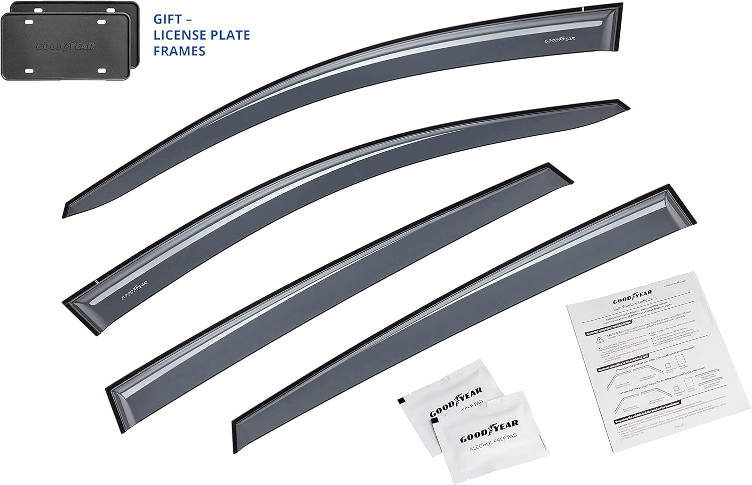 Goodyear Shatterproof Side Window Deflectors for Toyota RAV4 2013-2018 SUV, Tape-on Rain Guards, Window Visors for Cars, Vent Deflector, Vent Visor