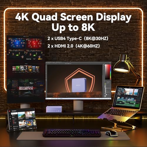 GEEKOM Mini PC AX8 Max, Dual 2.5G Lan AMD Ryzen 7 8745HS (Up to 4.9GHz, 3 Mode) Desktop Computers, Radeon 780M, 32GB DDR5 5600MHz RAM 1TB PCIe SSD