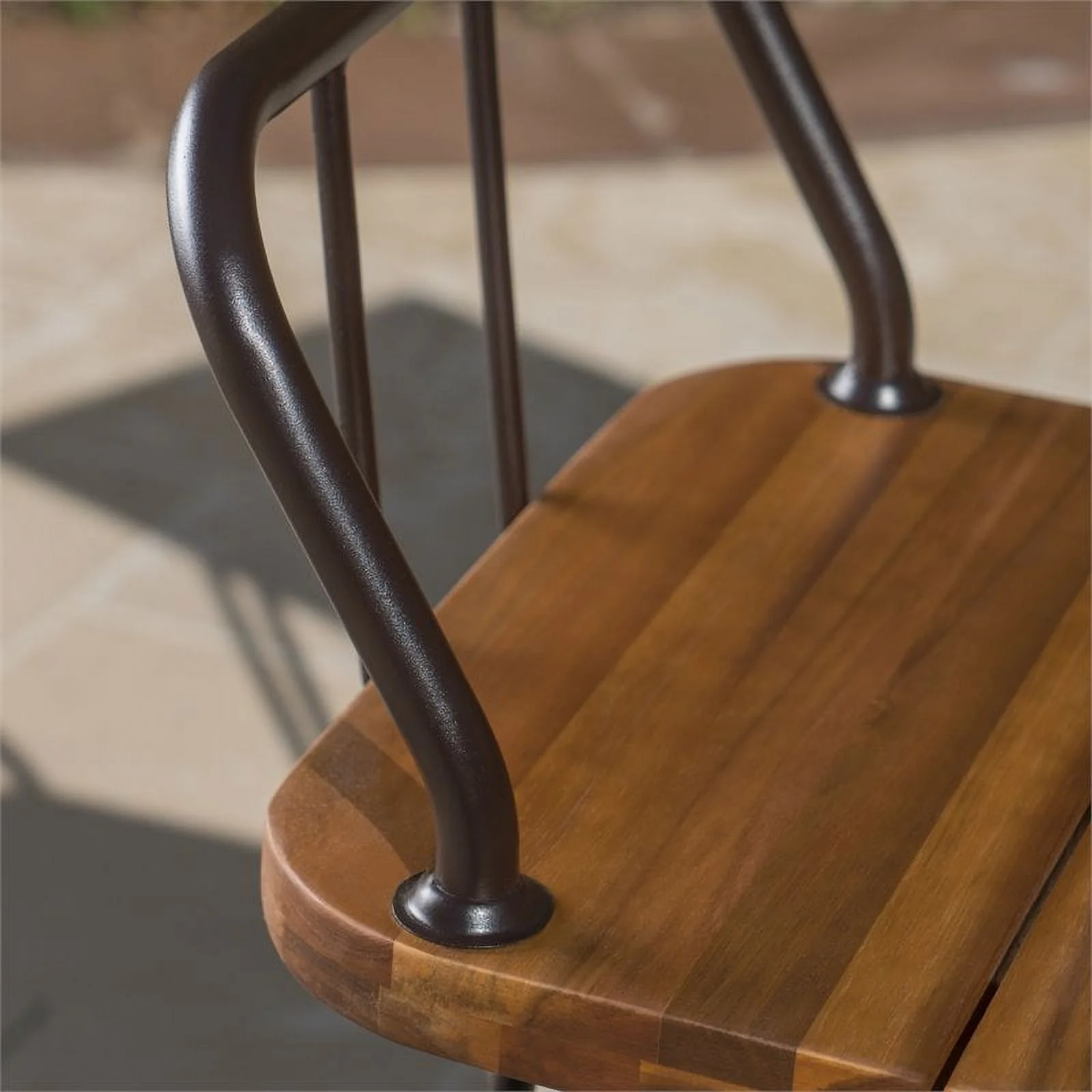 Noble House Denali Outdoor Teaked Acacia Wood Bar Set with Metal Iron Frame