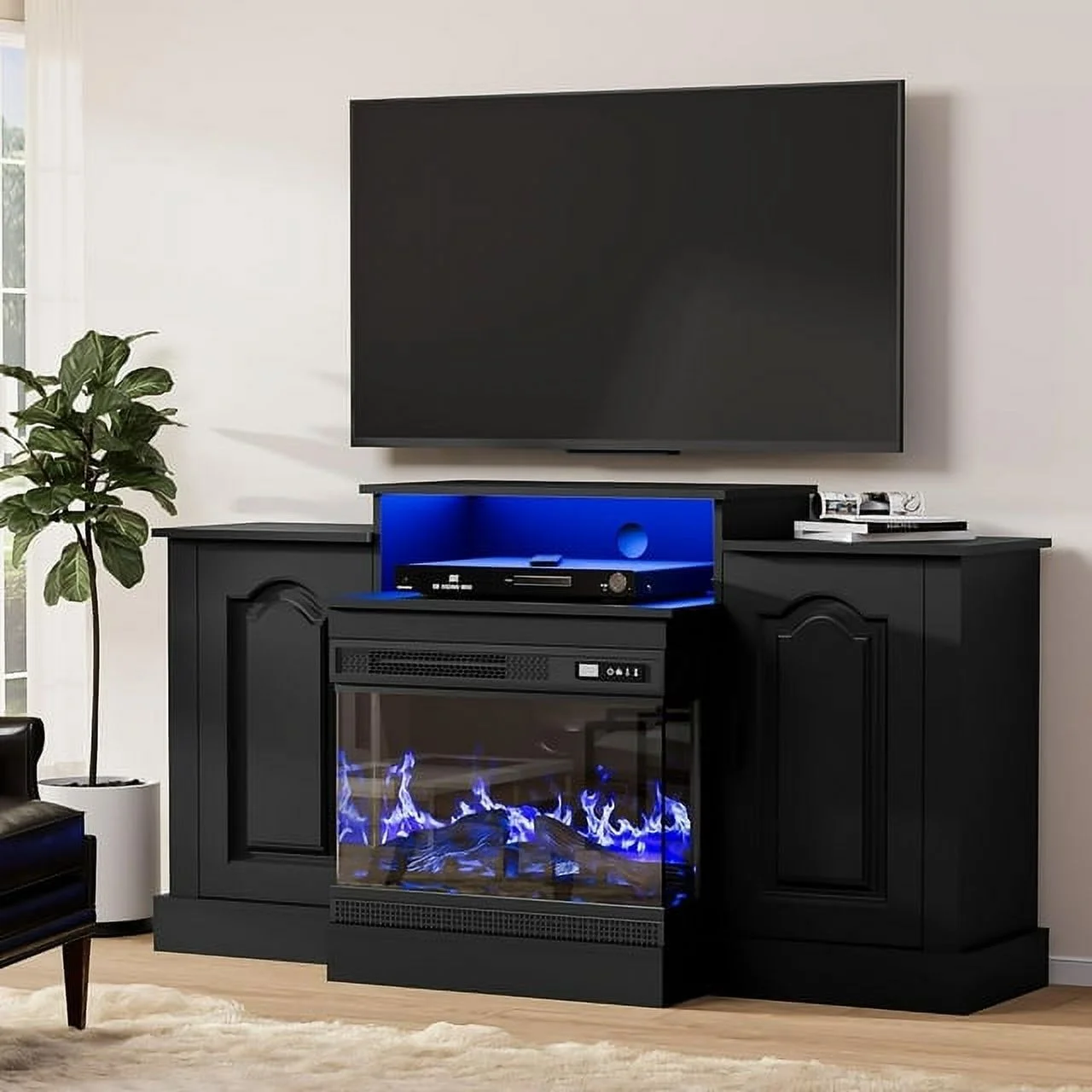 Cozy Castle Fireplace TV Stand for TVs up to 65", 3-Sided Glass Electric Fireplace, LED Entertainment Center