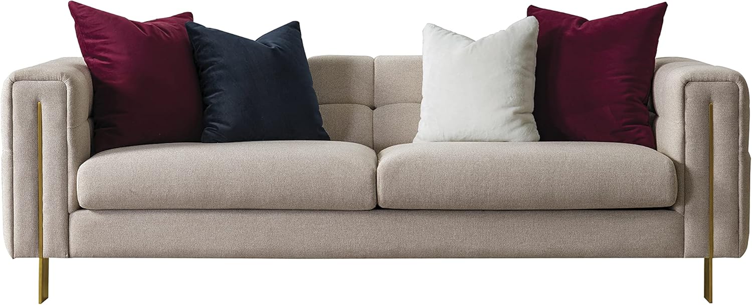 Acanva Modern Living Room Sofa Linen-Like Straight Arm, 69 W Loveseat, Beige