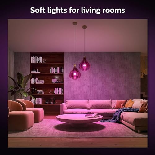 Philips Hue 75W A19 White and Color Ambiance LED Smart Color-Changing Bulb - Pack of 4 - E26 Indoor - Control with Hue App - Compatible with Alexa