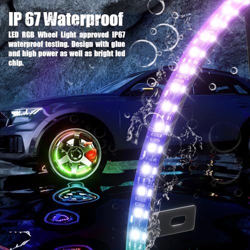 SUNPIE Wheel Lights for Truck - Universal 14.5’’ RGB Rim Light for Car/SUV