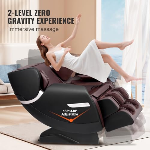 VEVOR Full Body Massage Chair, SL-Track Zero Gravity Massage Recliner, 3D Shiatsu, Body Scan, Heating, Bluetooth Speaker, Airbags for Living Room
