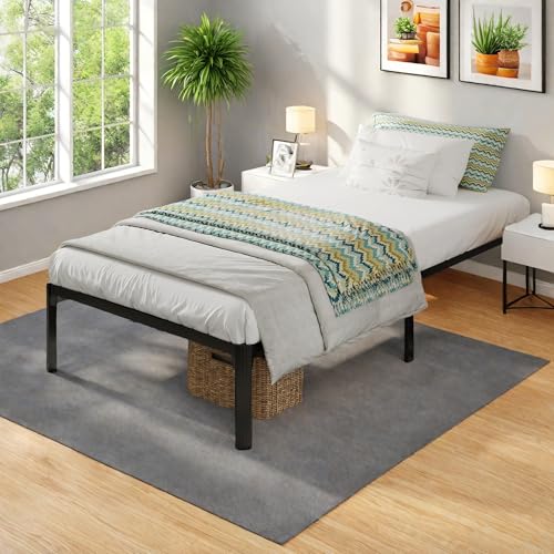 Full Size Bed Frame, 14 Inch Metal Platform Bed with Iron-Art Headboard & Footboard, Classic Bed Frame with Heavy Duty Metal Slats Support