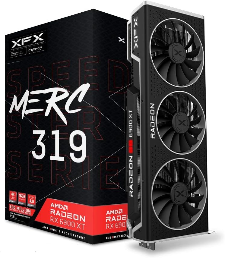 XFX Speedster MERC319 AMD Radeon RX 6900 XT Black Gaming Graphics Card with 16GB GDDR6, HDMI, 3xDP, AMD RDNA 2 RX-69XTATBD9