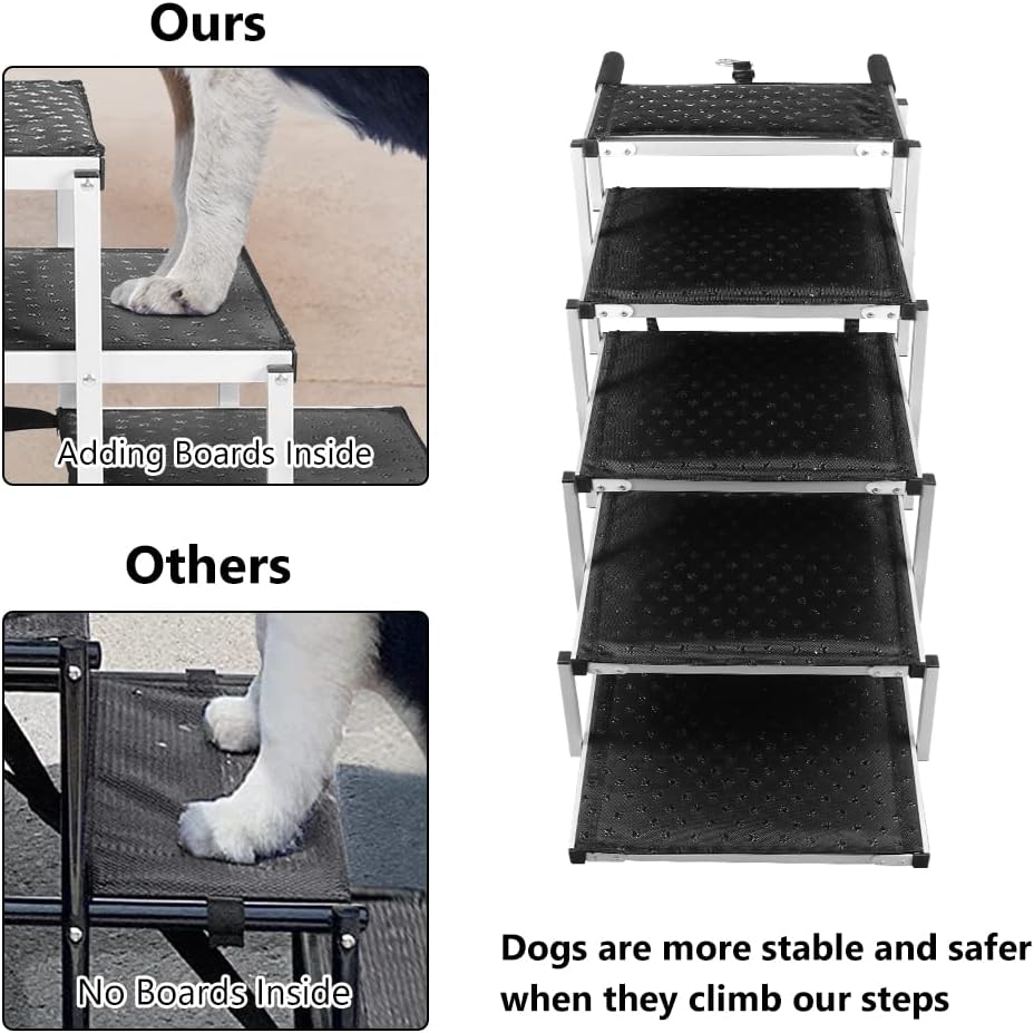 KELIXU Dog Stairs for Cars and SUV Large Dog Steps, Foldable Pet Stairs for High Beds, Trucks
