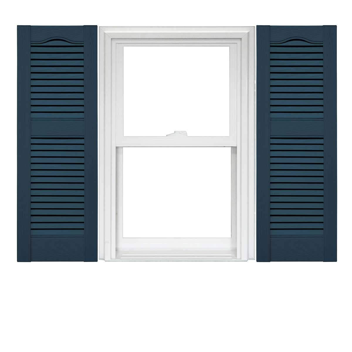 Mid America Open Louver Vinyl Shutters (1 Pair) - 14.5 x 39 036 Classic Blue