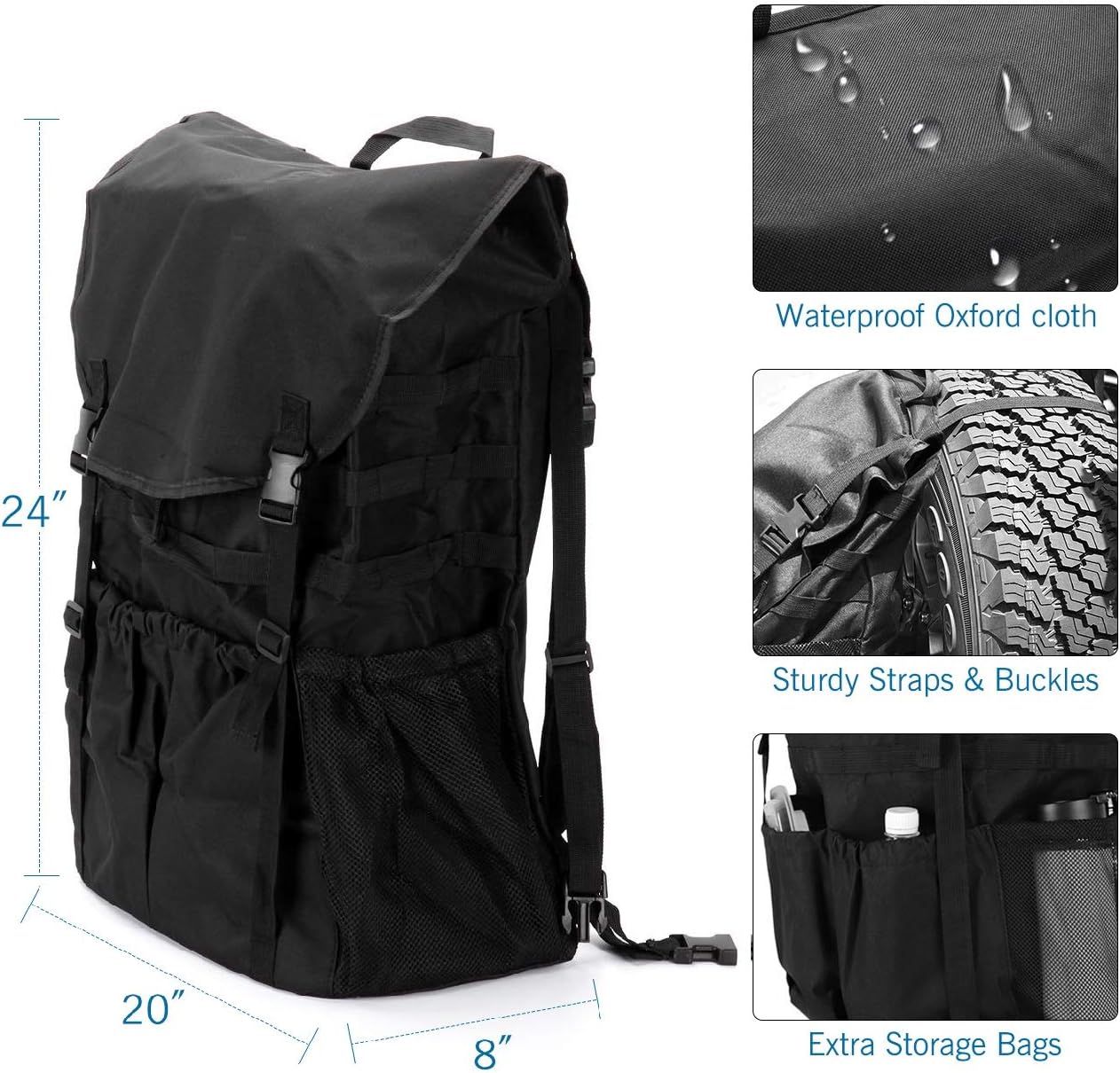 PARTOL Spare Tire Trash Bag Trash Bag Overland Gear Organizer Cargo Garbage Tool Trunk Rear Wheel Bags for Outdoor Camping Jeep Wrangler UTV SUV RV
