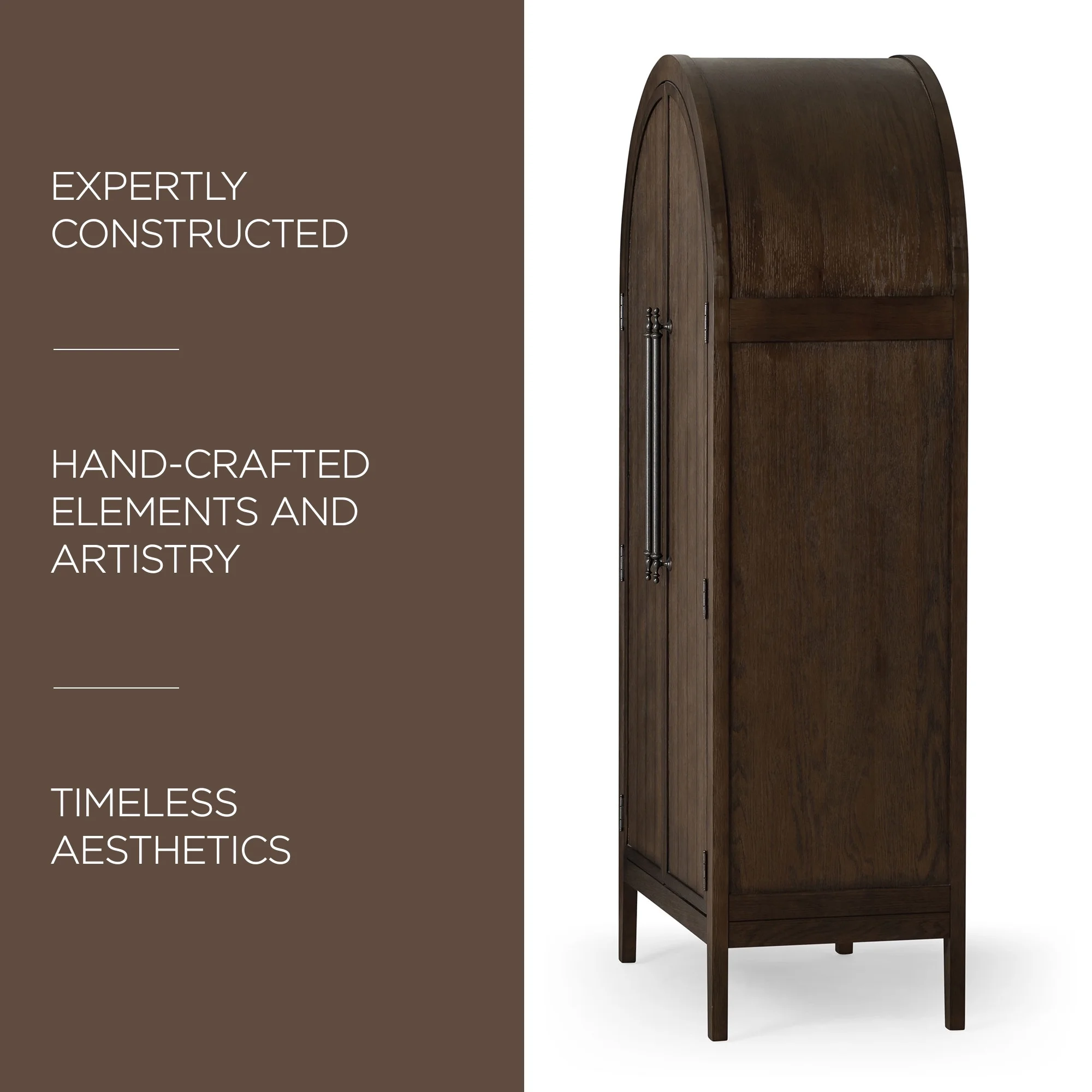 Maven Lane Selene Classical Wooden Cabinet in Antiqued Brown Finish