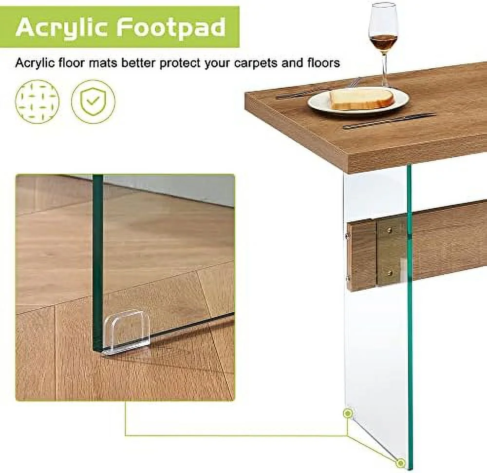 TJUNBOLIFE Modern White Dining Table  High Glossy Dining Room Table for 4/6  Glass Desk Table for Small Space  55 inches Rectangular Dinner Table for