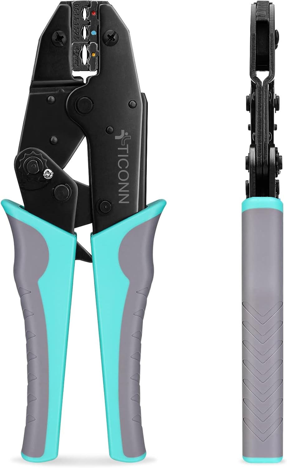 TICONN Crimping Tool for Heat Shrink Connectors - Ratcheting Wire Crimper - Crimping Pliers - Ratchet Terminal Crimper