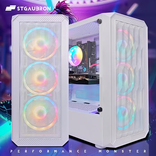 STGAubron Gaming PC Computer Desktop, GeForce RTX 2060 Super 8G, Intel Core I7 8th up to 4.1GHz, 16G DDR4, 1T SSD, WiFi 6 & BT 5.2, RGB Fan x6