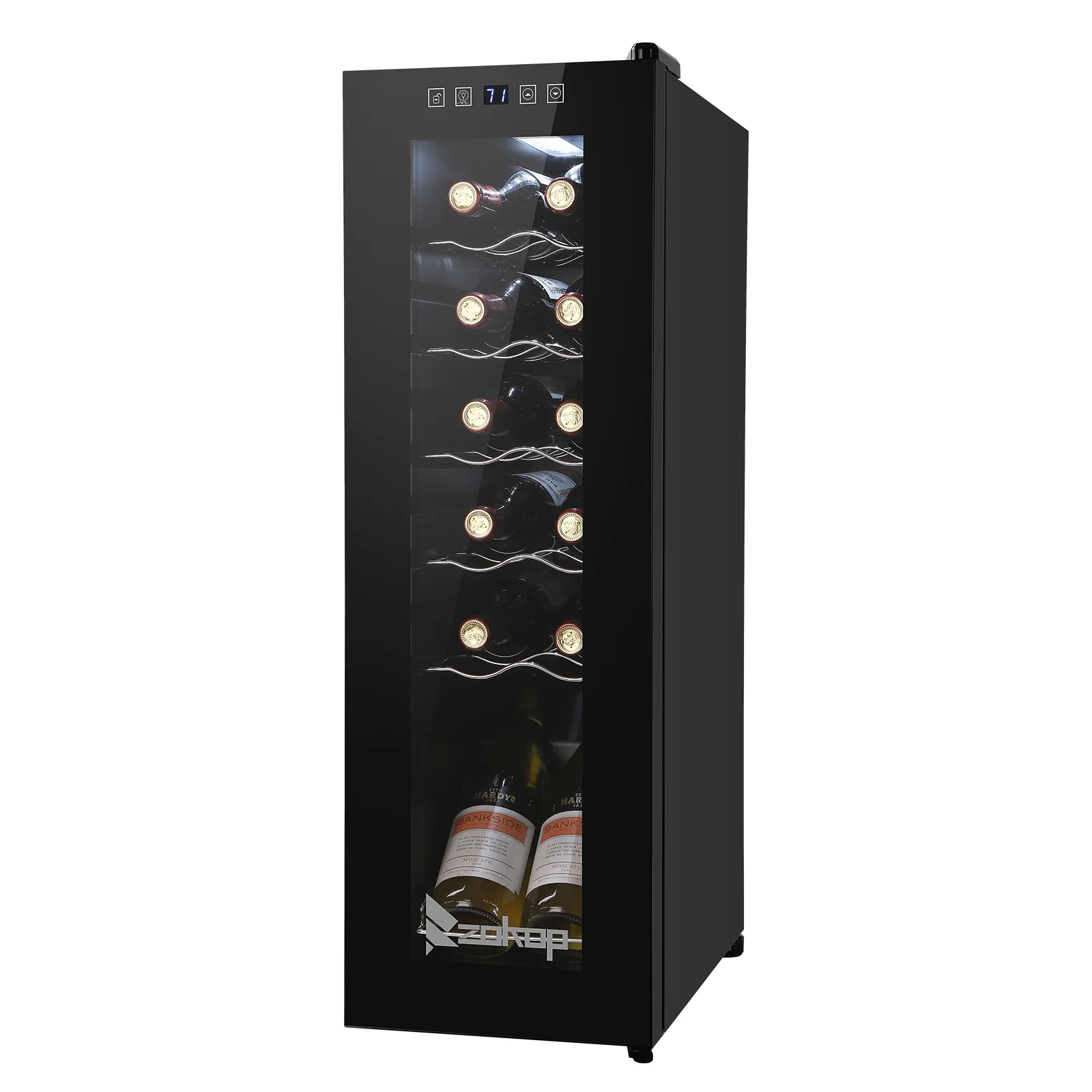 JC-34 115V 85W 1.2cu.ft/34l  Electronic Wine Cabinet Cold Rolled Sheet Transparent Glass Door / 12Bottle with Display Black