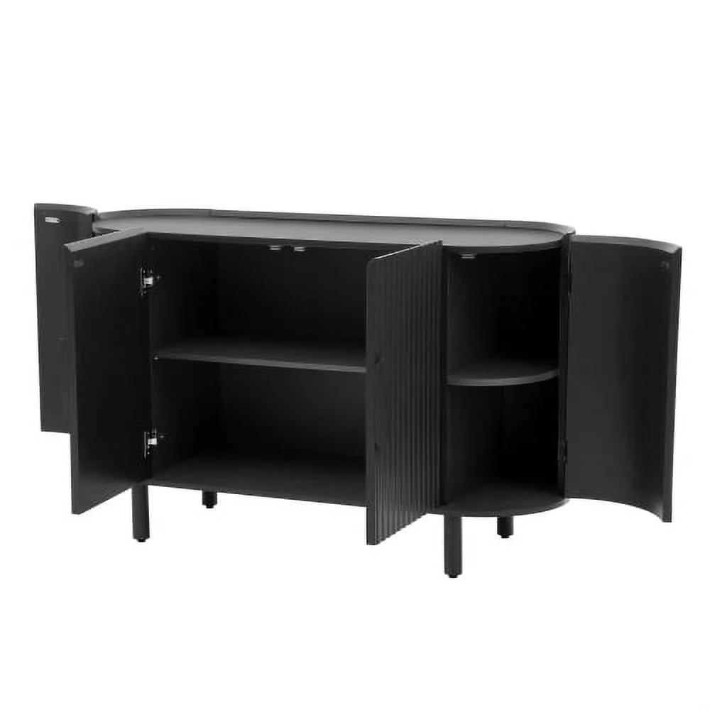 Motent Curved Design Light Luxury Sideboard with Adjustable Shelves,Suitable for Living Room,Study and Entrance, Black