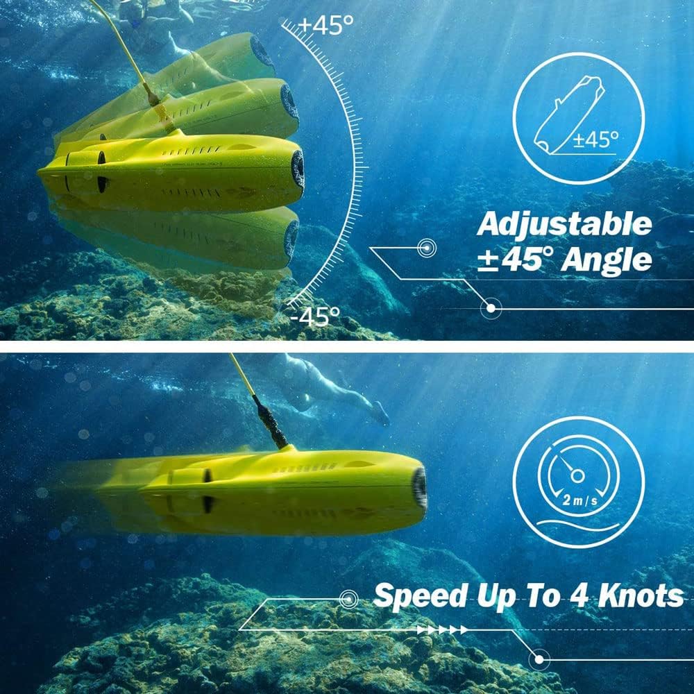 Underwater Drone Underwater Omnidirectional Movement 4K UHD Camera VR Headset Real-Time Control LED True 360° Ultra Wide Angle Posture Lock Slow