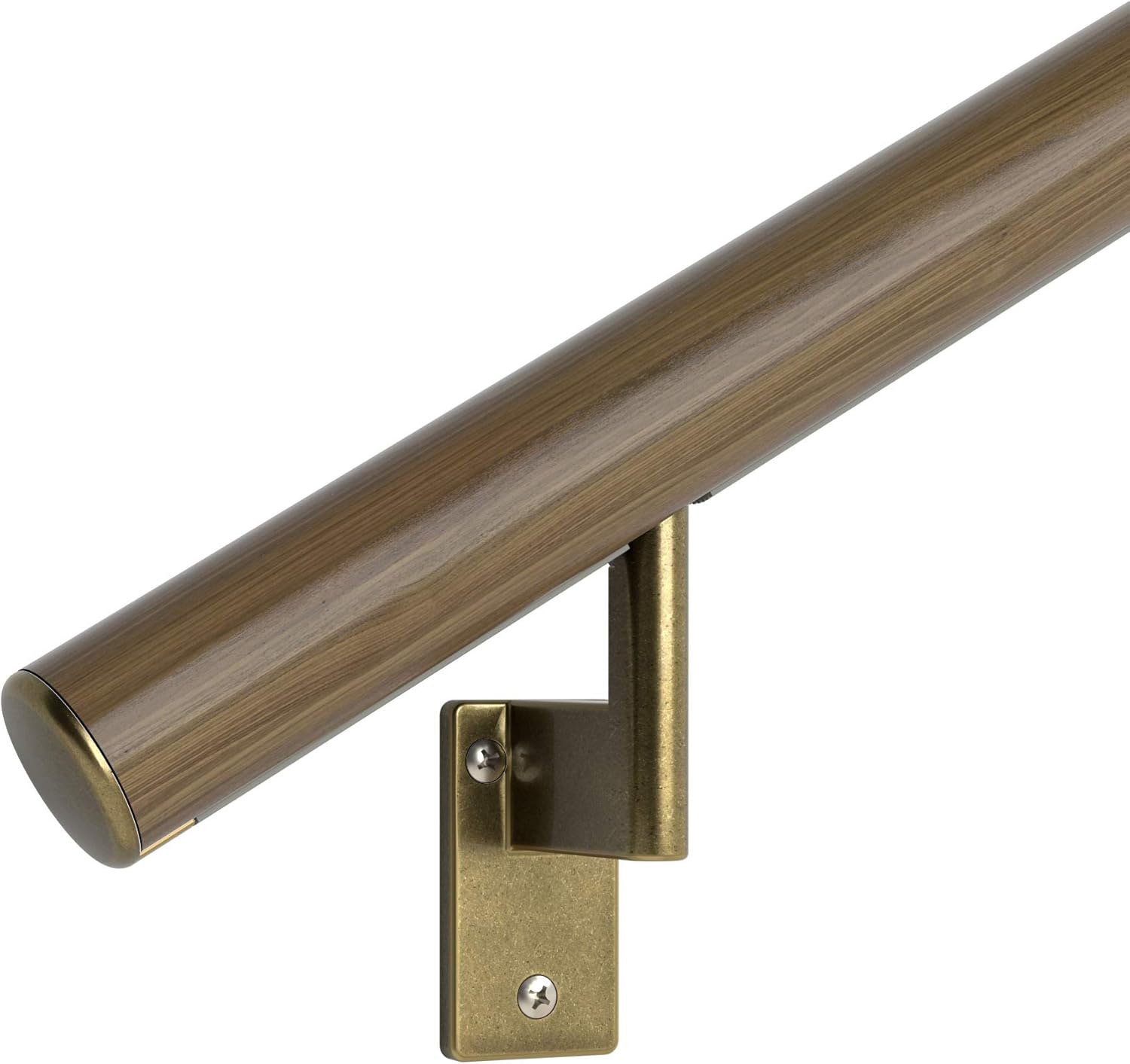 3 ft. Handrail - Complete Kit. Satin Black Anodized Aluminum with 2 Satin Black Wall Brackets + Flush Endcaps, 1.6 Round