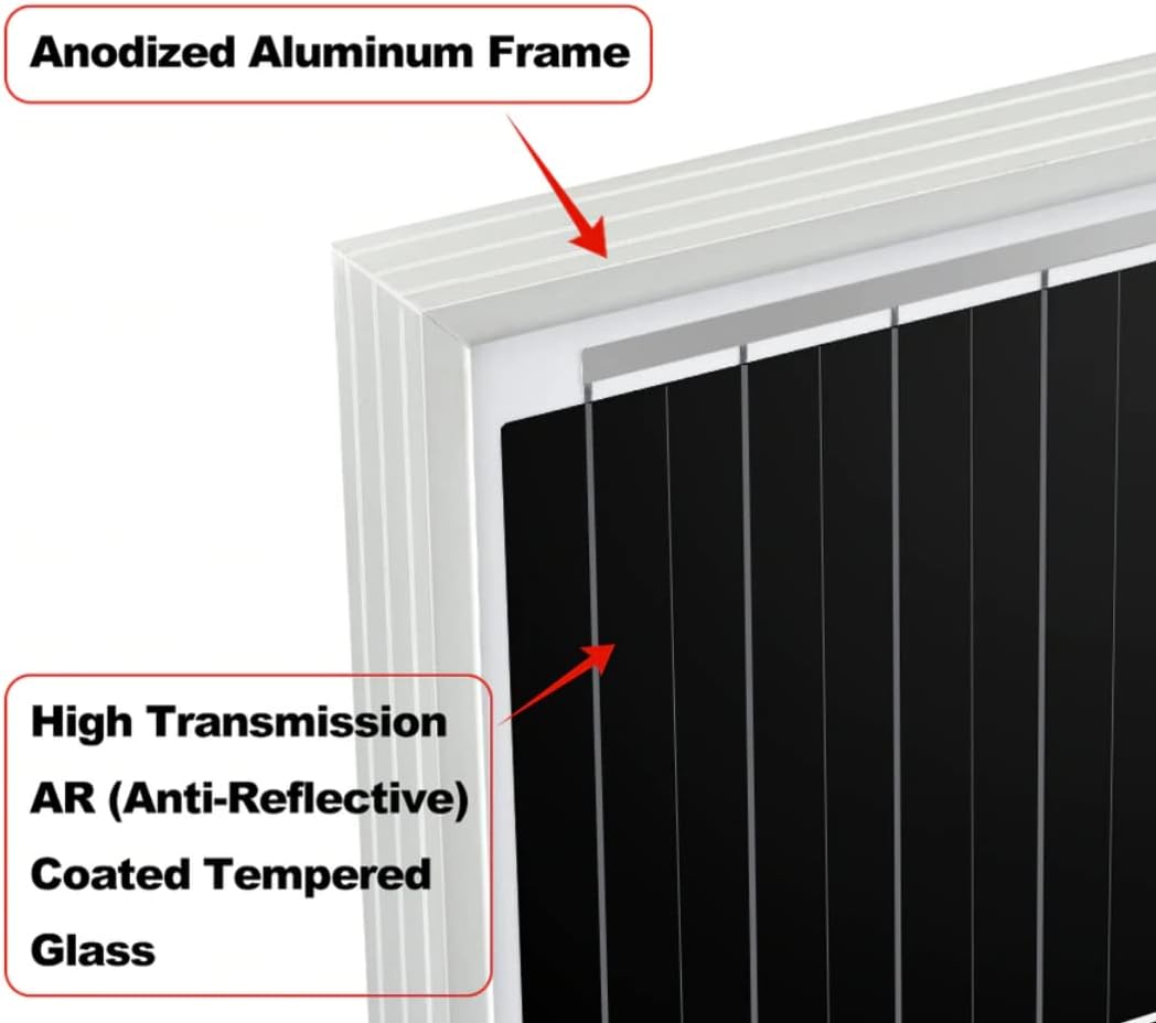 RICH SOLAR 200 Watt 12 Volt 9BB Cell Monocrystalline Solar Panel High Efficiency Solar Module for RV Trailer Camper Marine Off Grid