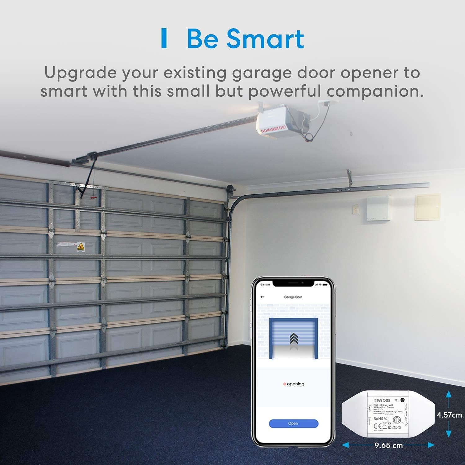 meross Smart Garage Door Opener Remote, APP Control, Compatible with Alexa, Google Assistant and SmartThings, Multiple Notification Modes