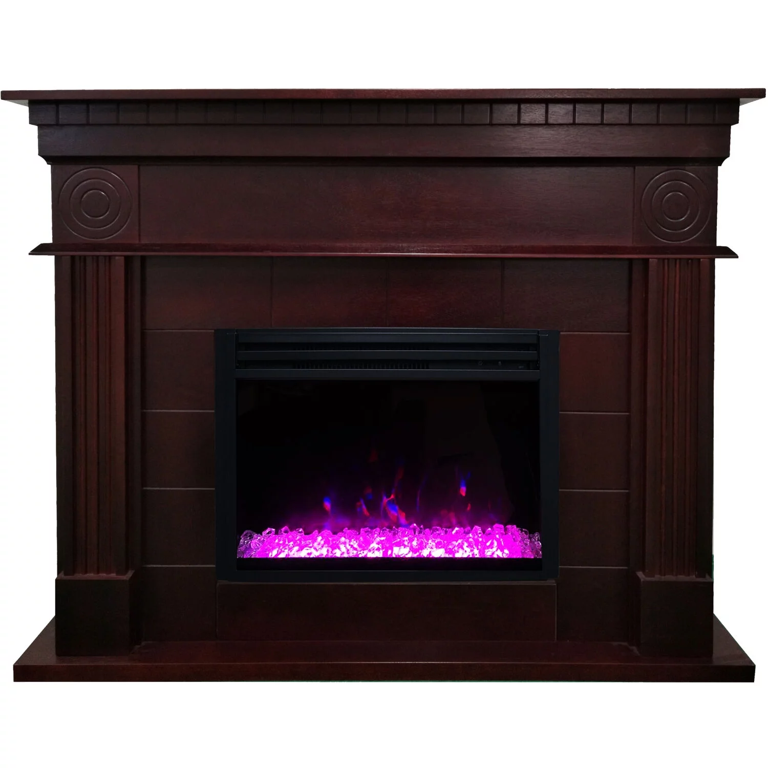 Cambridge 48"x14"x38" Traditional Shelby Electric Fireplace Mantel with Remote Control, Enhanced, Deep Crystal Insert with Color Changing LED Lights