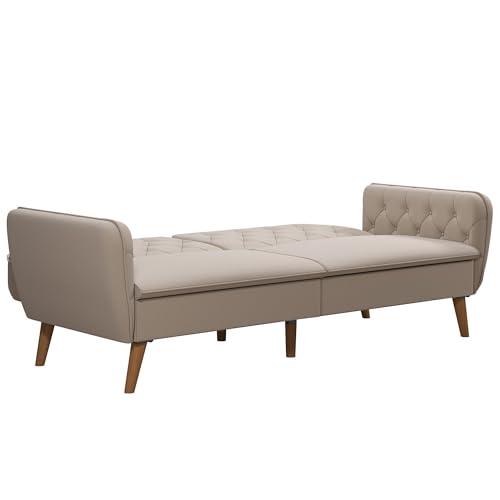 Novogratz Tallulah Memory Foam Futon, Convertible Couch, Camel Faux Leather