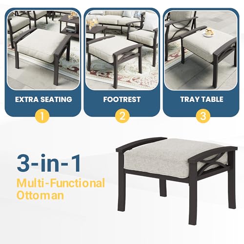 Wisteria Lane 5-Piece Outdoor Patio Furniture Set, Outdoor Metal Sectional Furniture with Cushions