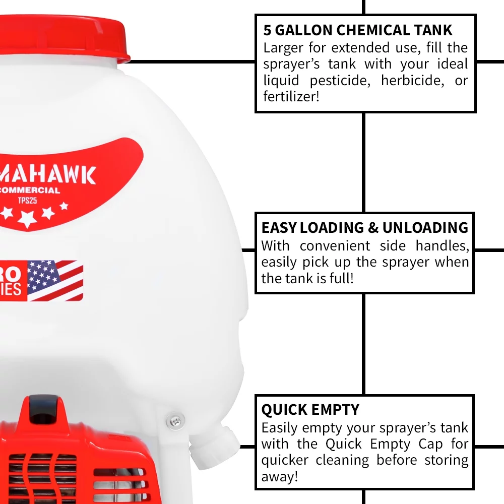 TOMAHAWK 5 Gallon Power Backpack Sprayer Pesticide Disinfectant Sprayer for Mosquitoes and Ticks