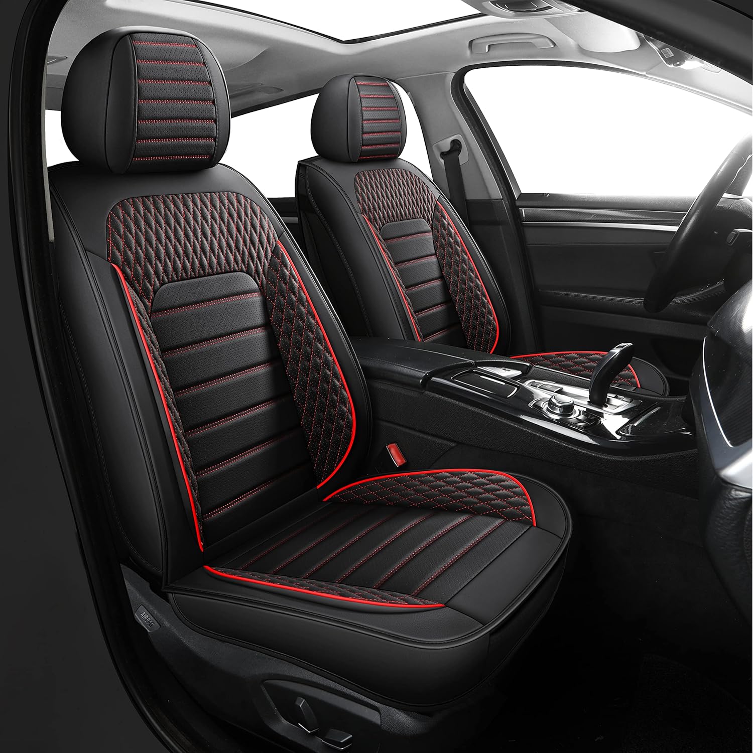 TZAUT-AXLE Universal Car Seat Covers Faux Leather Automotive Vehicle Cushion for Cars & SUV Protector Airbag Compatible Fit Auto Interior Accessories