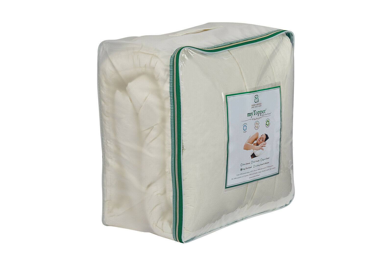 Sleep u0026 Beyond myTopper 100% Washable Wool Mattress Topper, Twin XL