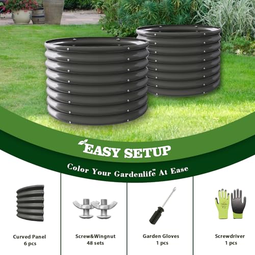 A ANLEOLIFE 8X4X1.5 ft Galvanized Raised Garden Beds Outdoor, Oval Large Metal Planter Box for Planting Vegetables Flowers Herb
