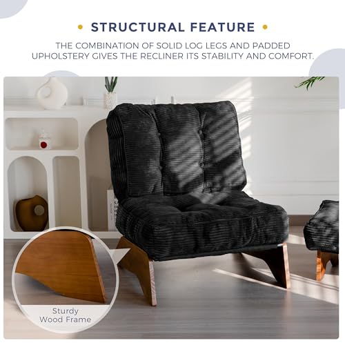 MAXYOYO Accent Chair with Ottoman Adjustable Backrest, Tufted Living Room Chair Upholstered Lounge Chair with Footrest Set