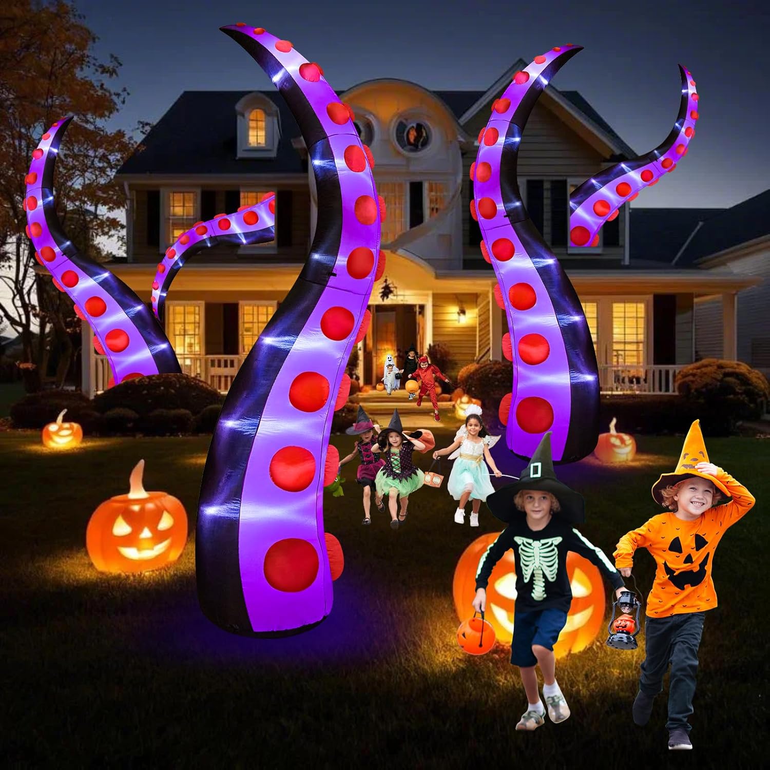 Danxilu 14 FT Huge Halloween Inflatables Octopus Tentacles Built-in LED Lights Inflatable Blow Up Yard Decoration for Halloween Outdoor Decorations
