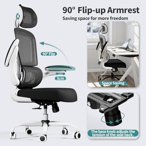 TRALT Office Chair Ergonomic Desk Chair, 330 LBS Home Mesh Office Desk Chairs with Wheels, Comfortable Gaming Chair