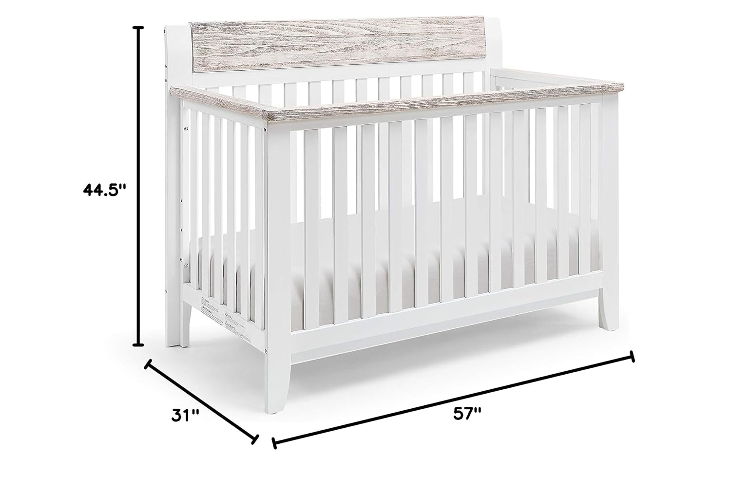 Suite Bebe Hayes 4 in 1 Convertible Crib, White and Wire Brushed Wood